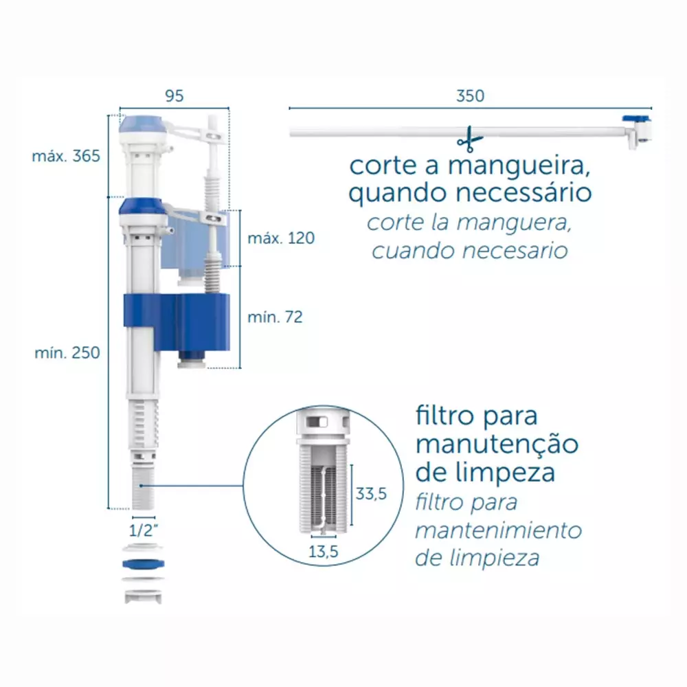 Mecanismo Entrada Universal Caixa Acoplada Blukit